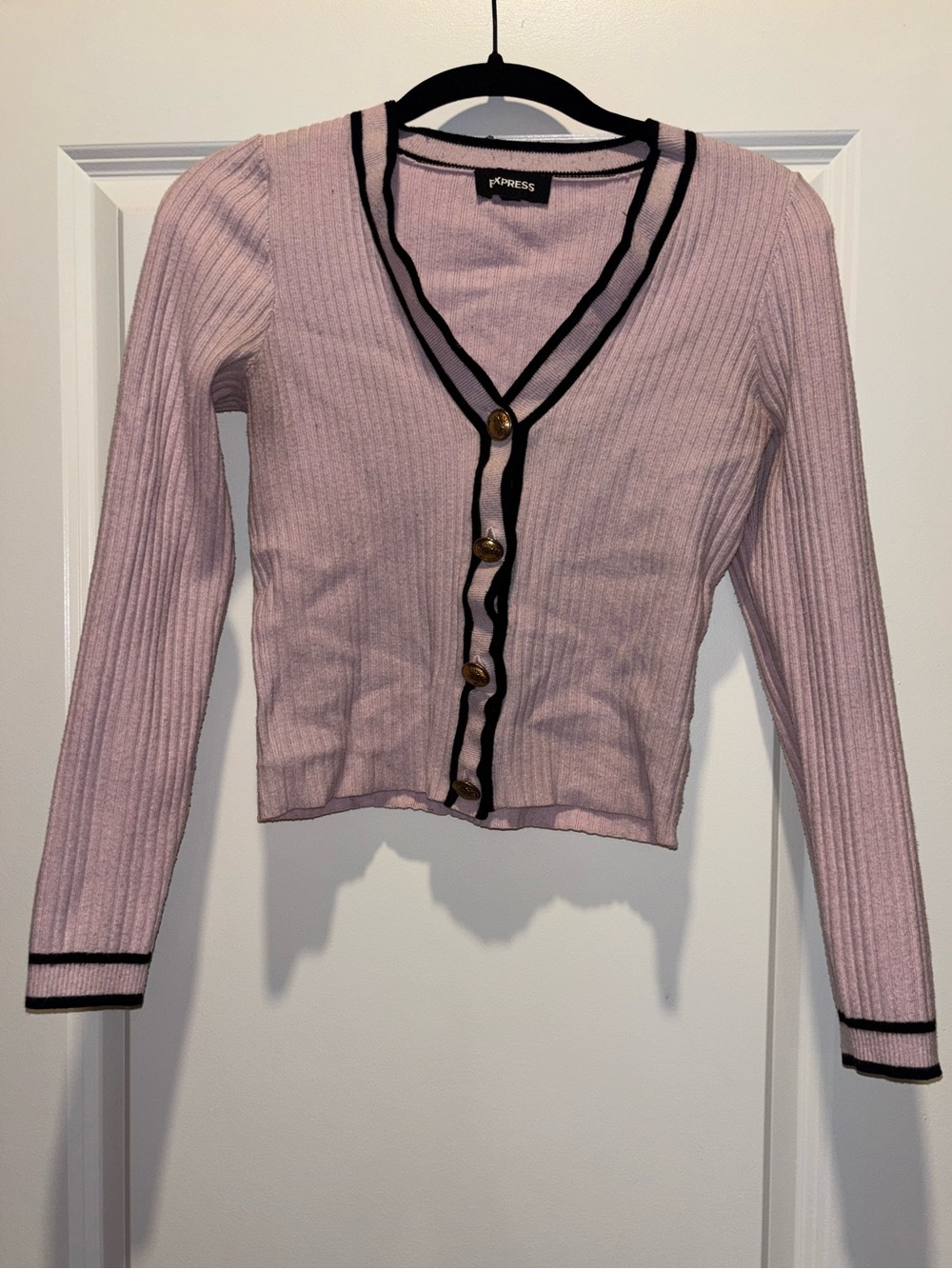Express Pink Cardigan with Black Trim